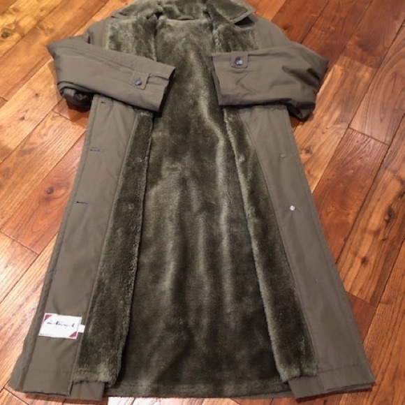 Vintage ladea import Light brown trench coat w/faux fur lining size 11/12 w tie - Picture 3 of 7